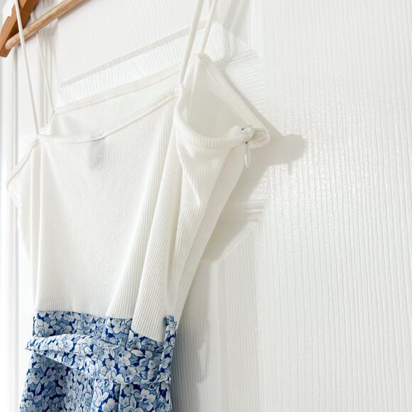 SHEIN Blue Floral Print Fit & Flare Sleeveless Mini Dress Women’s Size M EUC - Picture 8 of 8